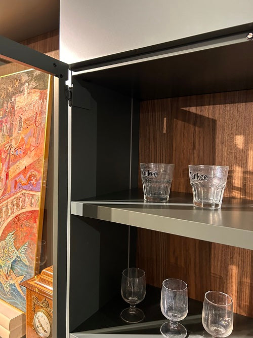 Parete attrezzata "Living system 2024" By Novamobili laccata verde prezzo Scontata Outlet