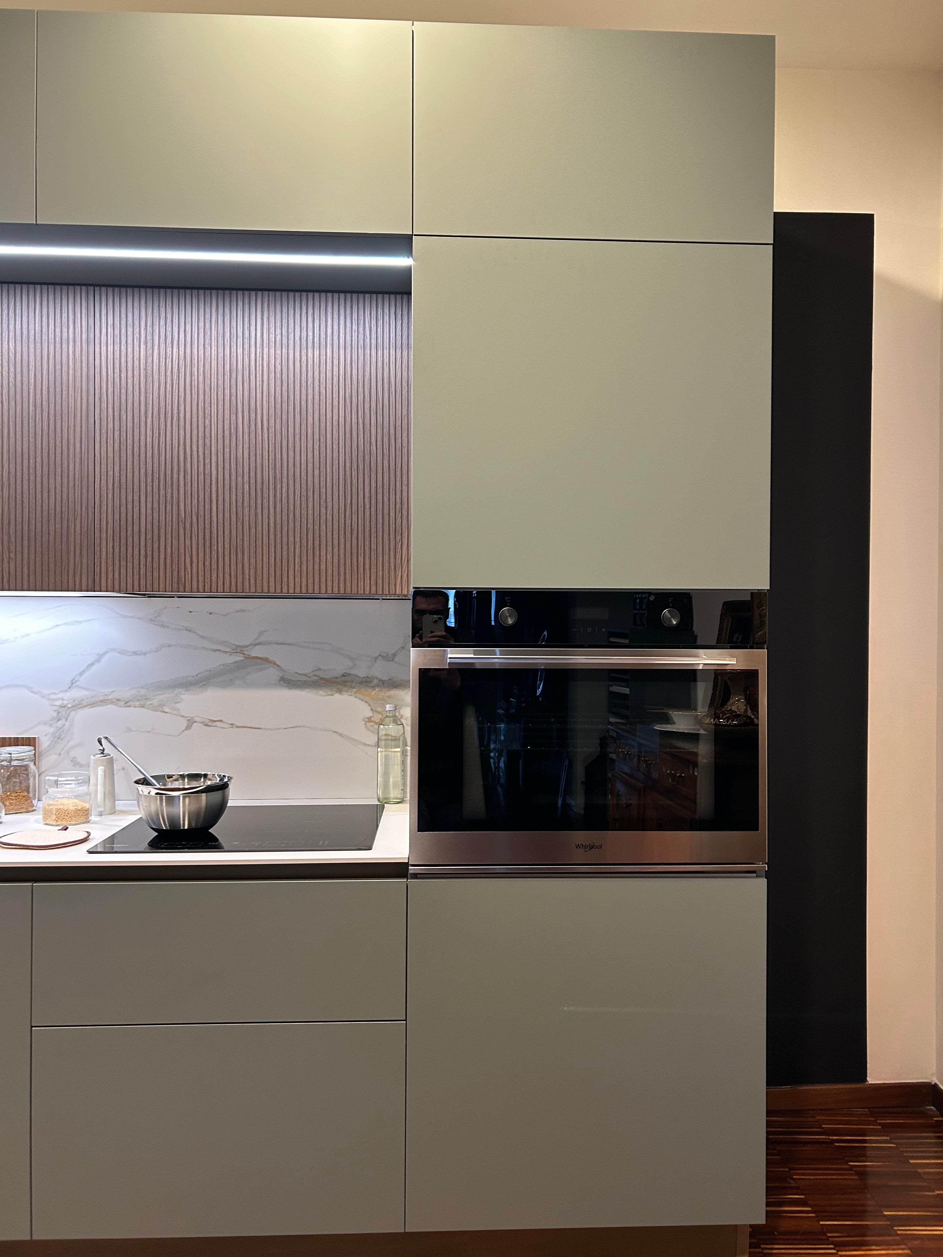 Cucina Moderna Artigianale Lineare Made in Italy Pet Verde Ceramica Calacatta ORO - Offerta Outlet Imperdibile!