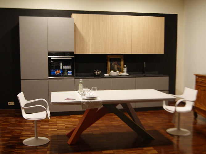 Cucina lineare Arredo 3 Wega in PET Resina Cromo Top HPL Pietra Nera prezzo scontato Outlet