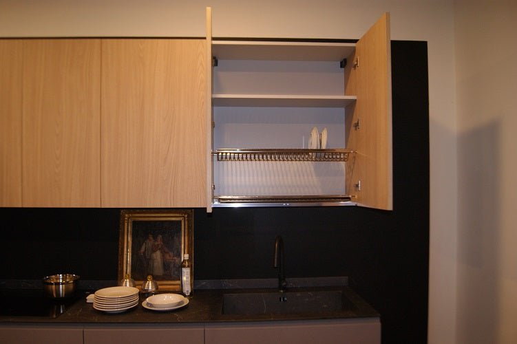 Cucina lineare Arredo 3 Wega in PET Resina Cromo Top HPL Pietra Nera prezzo scontato Outlet