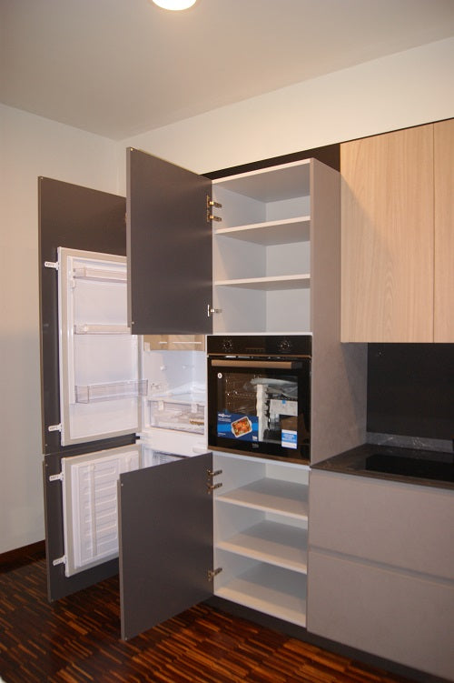 Cucina lineare Arredo 3 Wega in PET Resina Cromo Top HPL Pietra Nera prezzo scontato Outlet