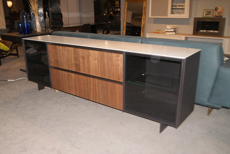 Madia Living System Design by Novamobili in Laccato Grigio Scontata Offerta Outlet