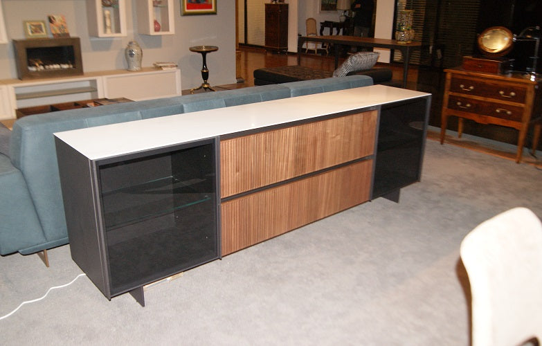 Madia Living System Design by Novamobili in Laccato Grigio Scontata Offerta Outlet