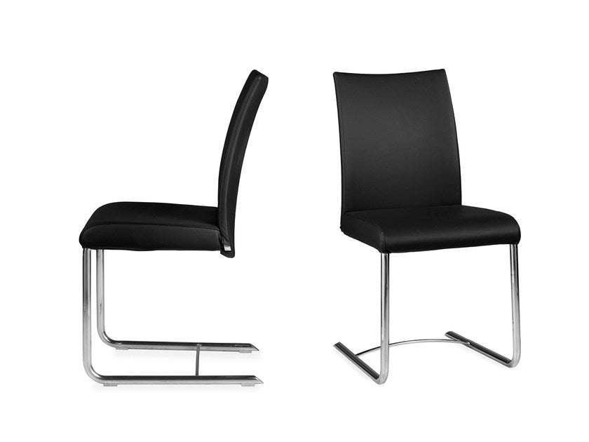 Gruppo di 4 sedie in pelle di design "Isotta" By Naos con struttura in acciaio cromato SCONTATE