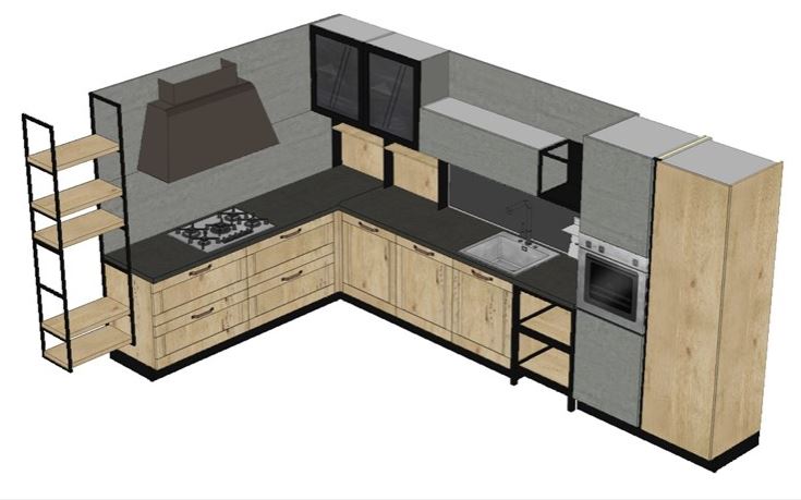 Cucina modello "Asia" telaio By Arredo3 con ante in legno vintage