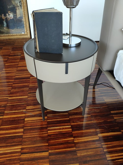Gruppo notte comodini "Round" By Alivar in Acciaio e Cuoio in Offerta scontati outlet