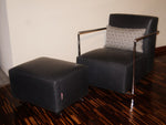 Poltrona con Pouf A.B.C. By Flexform in Pelle Nera Prezzo Offerta Outlet