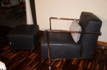 Poltrona con Pouf A.B.C. By Flexform in Pelle Nera Prezzo Offerta Outlet