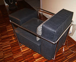 Poltrona con Pouf A.B.C. By Flexform in Pelle Nera Prezzo Offerta Outlet
