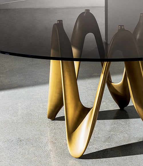 Tavolo fisso"Lambda" By Sovet Extrachiaro base in Cristalplant brunito
