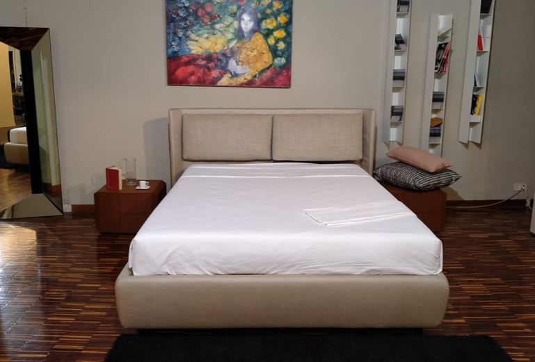 Letto contenitore moderno in tessuto modello "Kate" By Bolzan