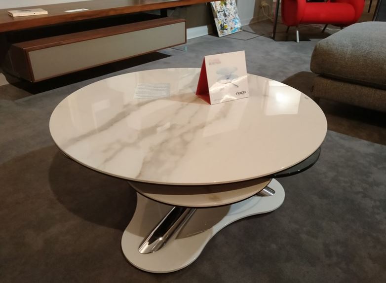 Tavolino "Myflower" By Naos in cristallo e vetroceramica Scontato Outlet