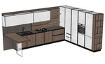 Cucina angolare Kalì By Arredo 3 in laminato noce completa prezzo Outlet Scontata